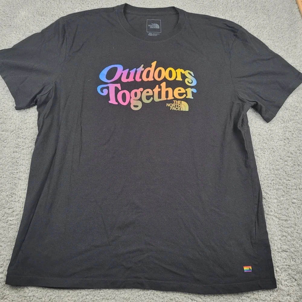 The North Face Outdoors Together Tee T Shirt Mens XL Rainbow Pride LGBTQ Black‎